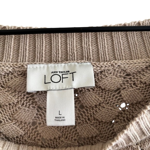 LOFT Open Knit Crochet Sweater Women’s Size Large Casual Boho Fall - Picture 4 of 13